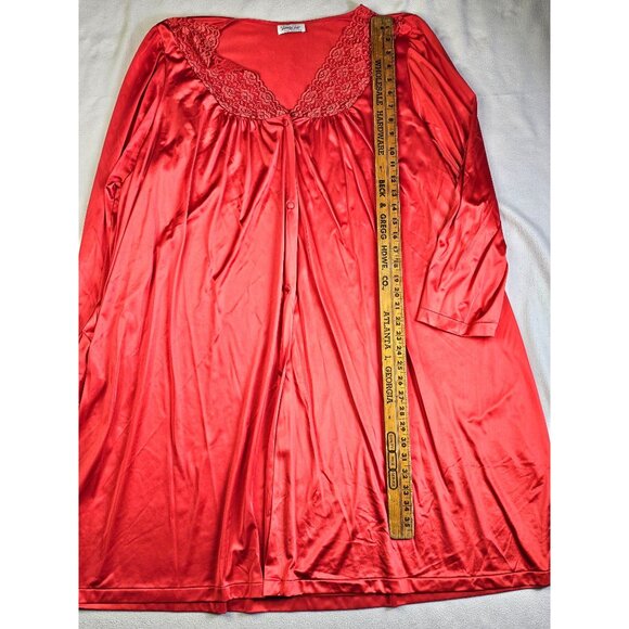 Vanity Fair Red Satin Lace Trim Nightgown XXXL Made In USA - Picture 2 of 9